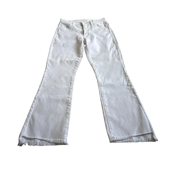 Mother Insider Crop Step Fray White Jeans Glass Slipper 26 Mid Rise Minimalist - Picture 4 of 15